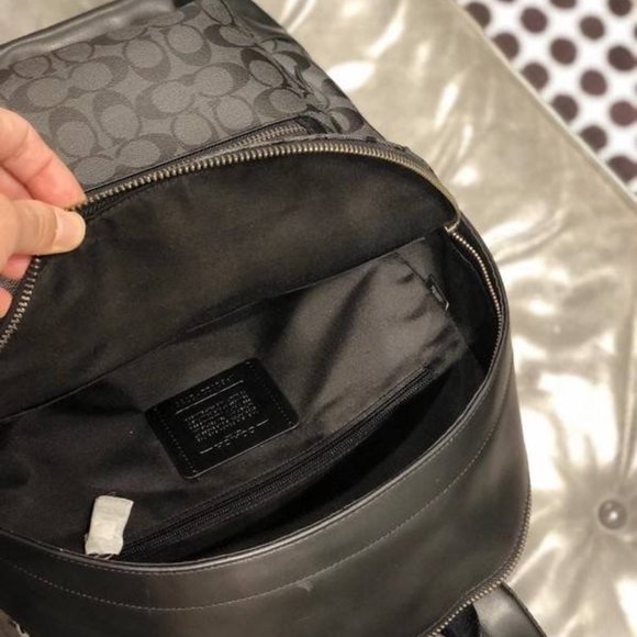 Coach 2736 West Charcoal Black Signature Coated Canvas Large Backpack Bookbag - Picture 3 of 5